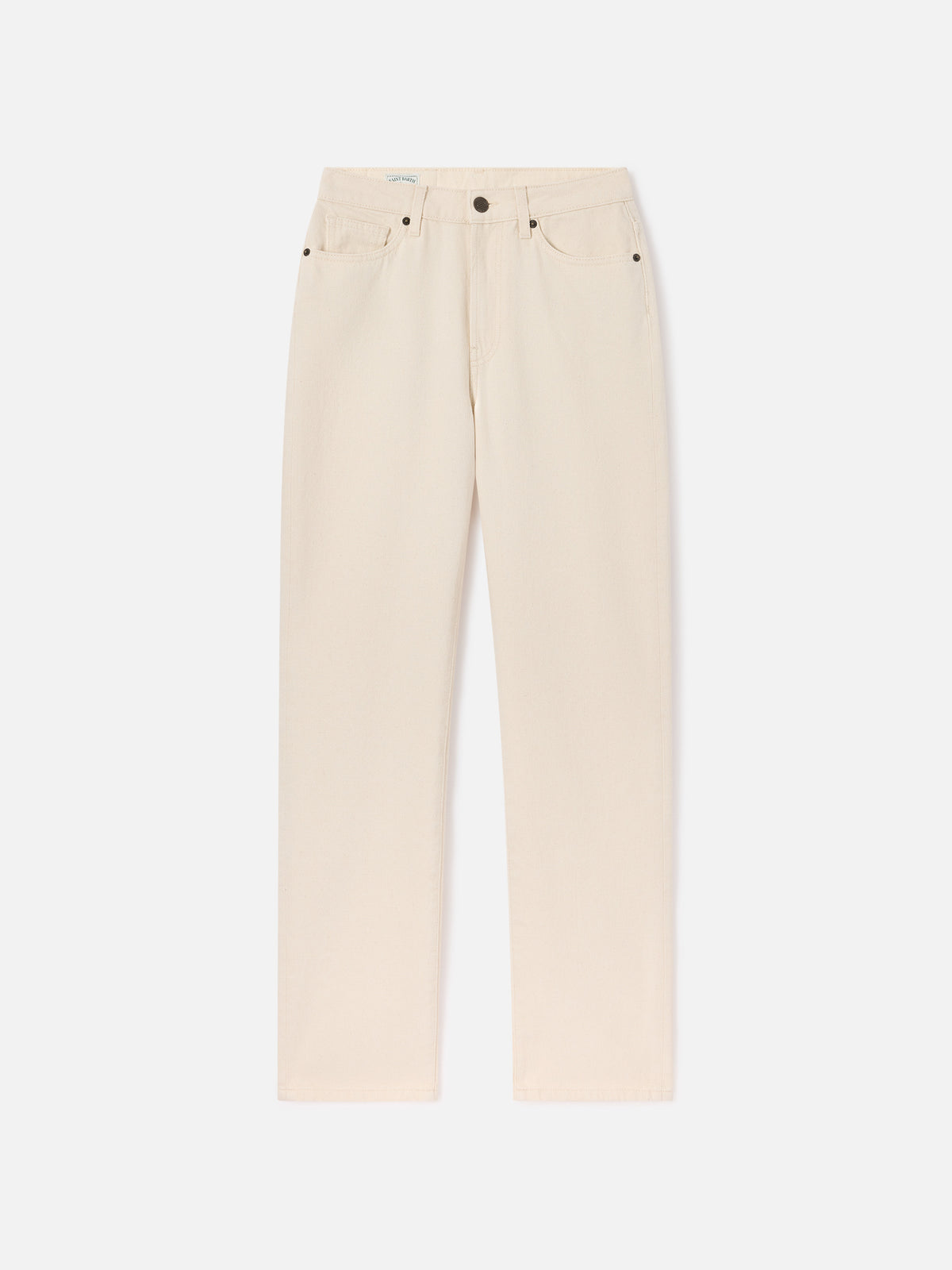 Off white June cotton denim trousers with logo embroidery