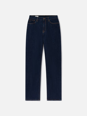 Blue Pantalon June en denim de coton avec broderie monogramme SB 