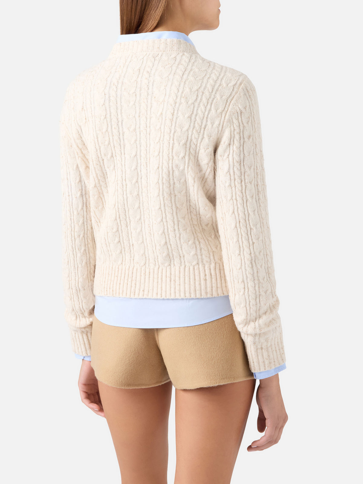 Cardigan Grain Ursule en mélange de laine Donegal avec point torsadé 