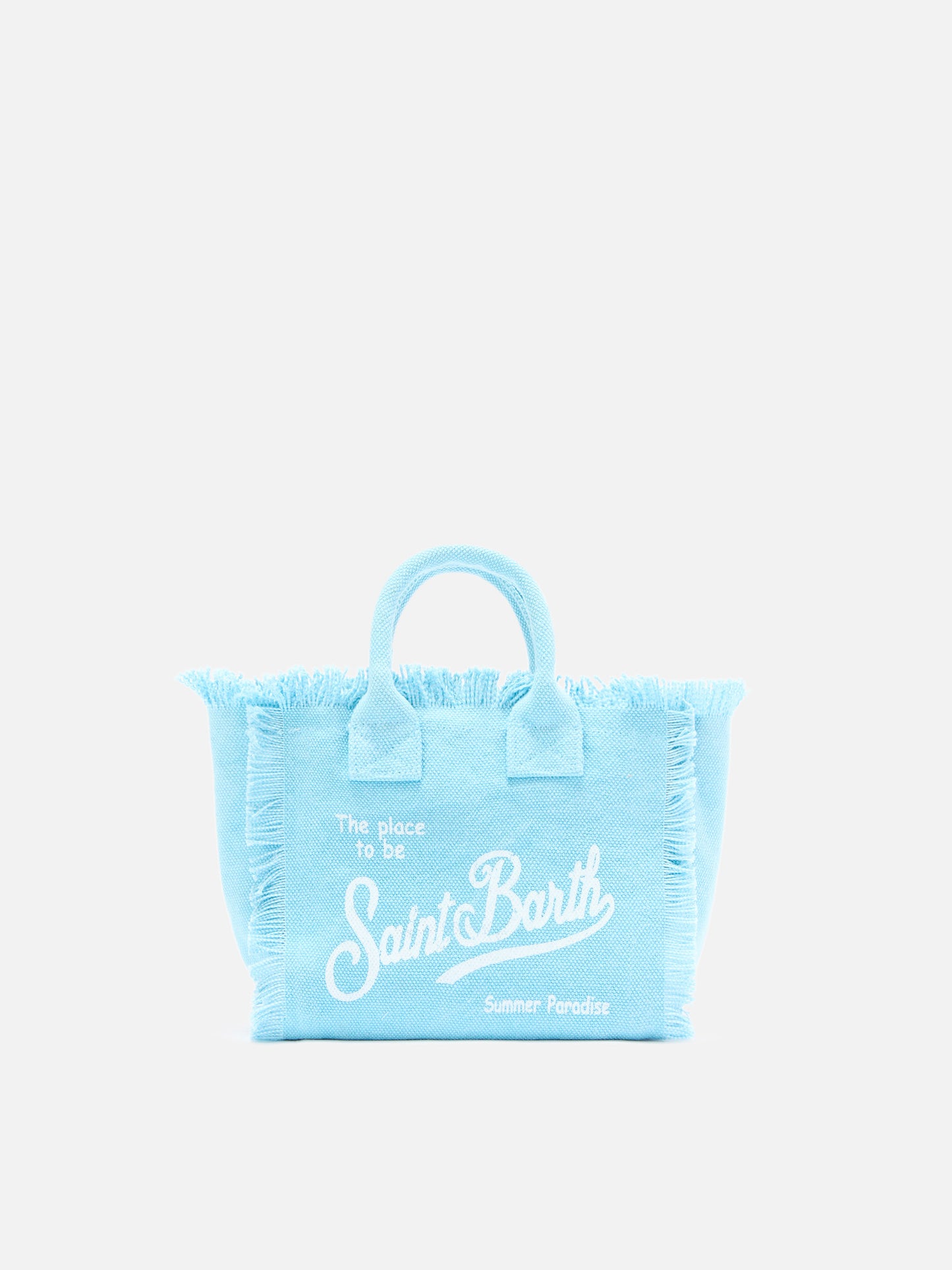 Borsa Vanity mini in canvas azzurra tinta unita