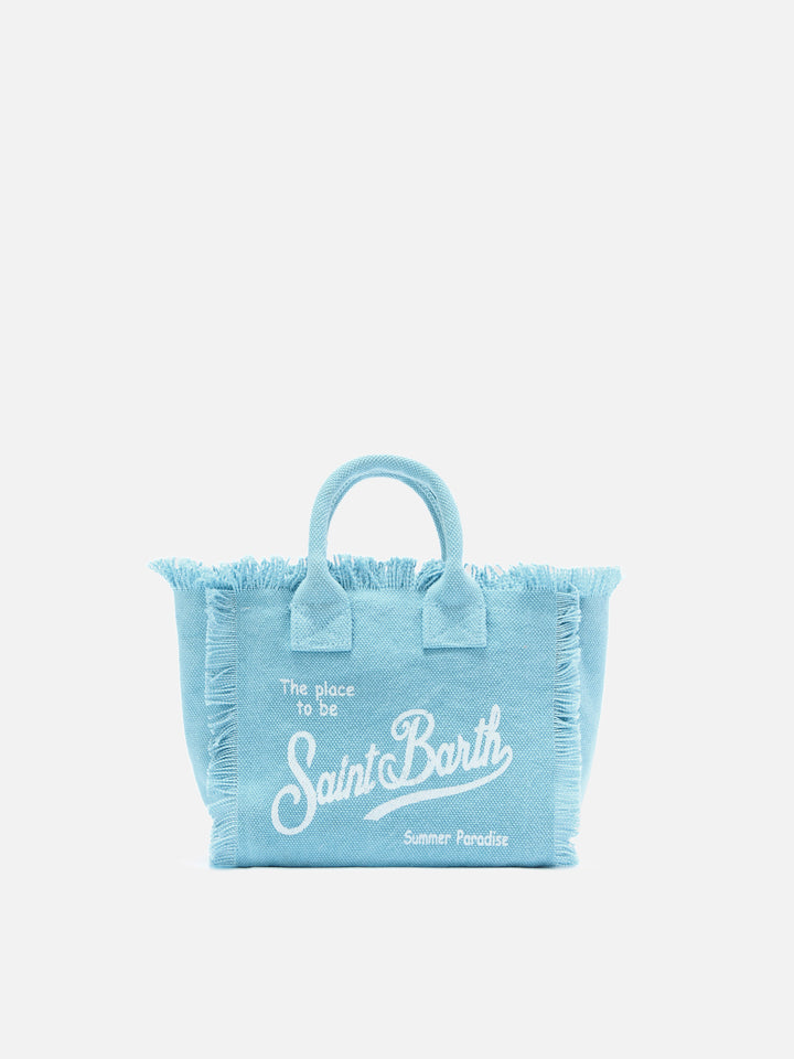 Light blue solid color canvas Vanity mini bag