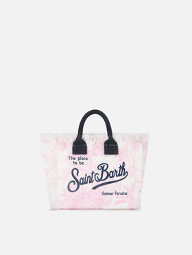 Borsa Vanity mini in canvas con stampa toile de Jouy rosa
