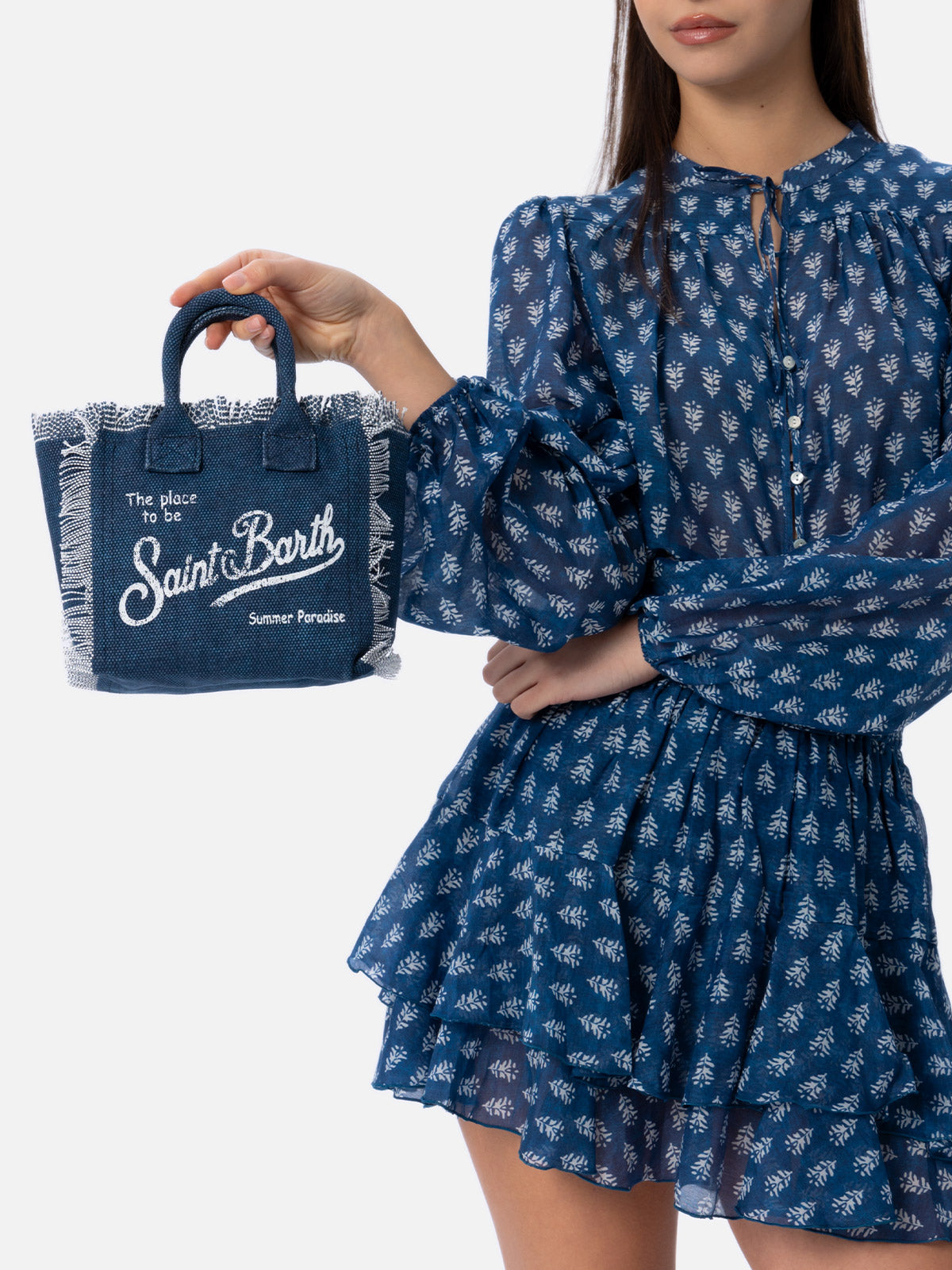 Indigo cotton canvas Mini Vanity bag