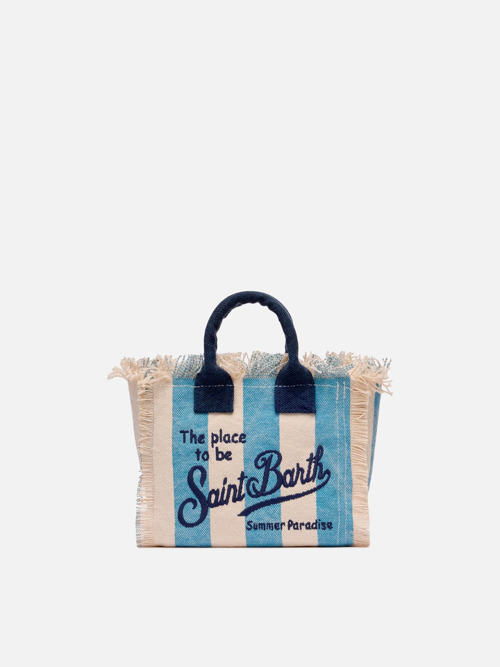 Mini-Kosmetiktasche aus Baumwollcanvas mit Streifendruck
