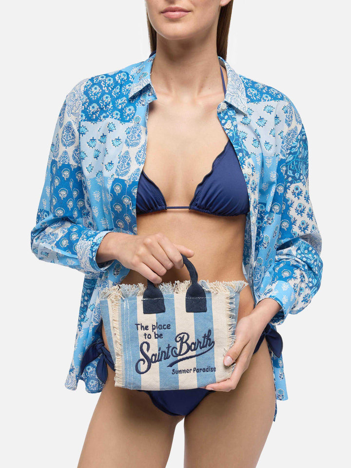 Cotton canvas Mini Vanity bag with striped print - MC2 Saint Barth
