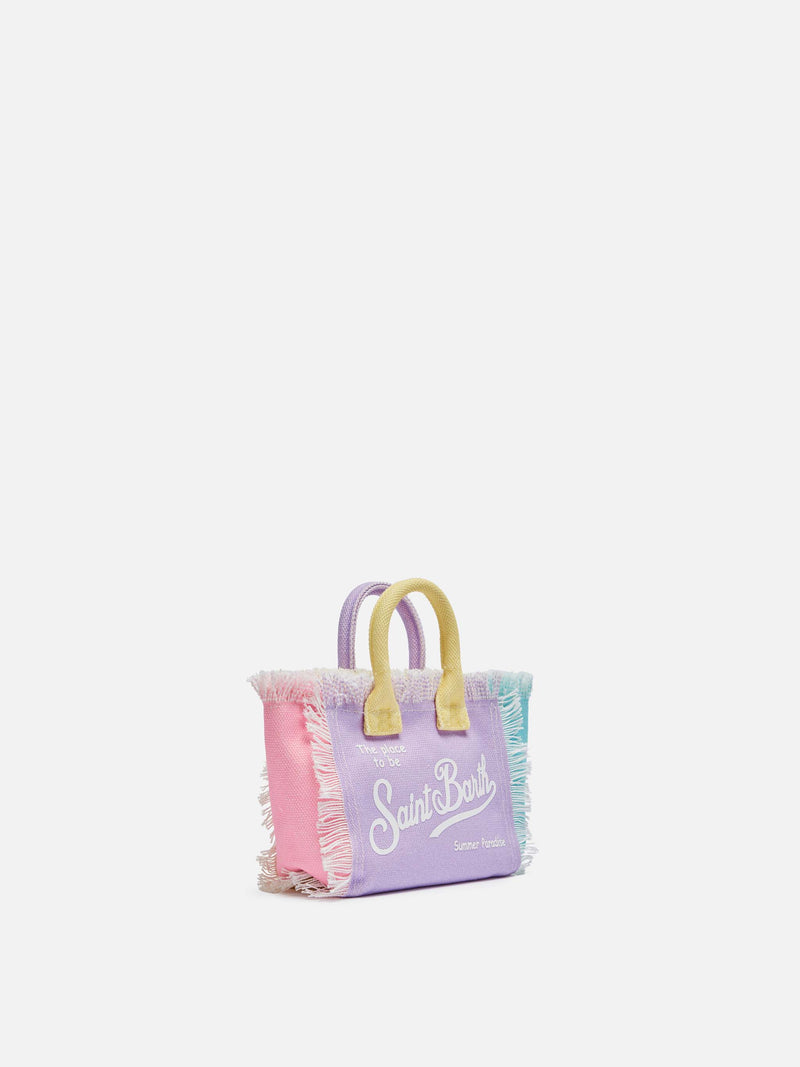 Borsa Mini Vanity in canvas di cotone color block