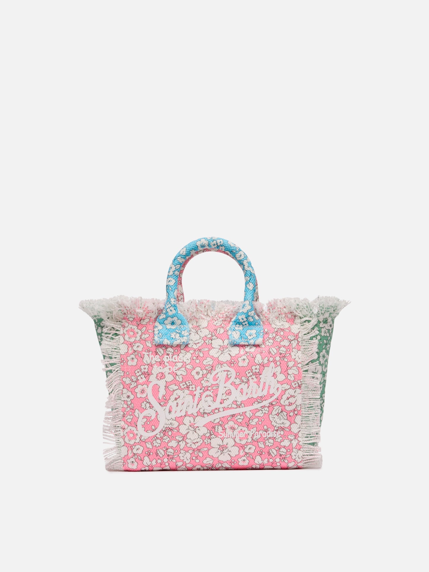 Cotton canvas Mini Vanity bag with flower patch print