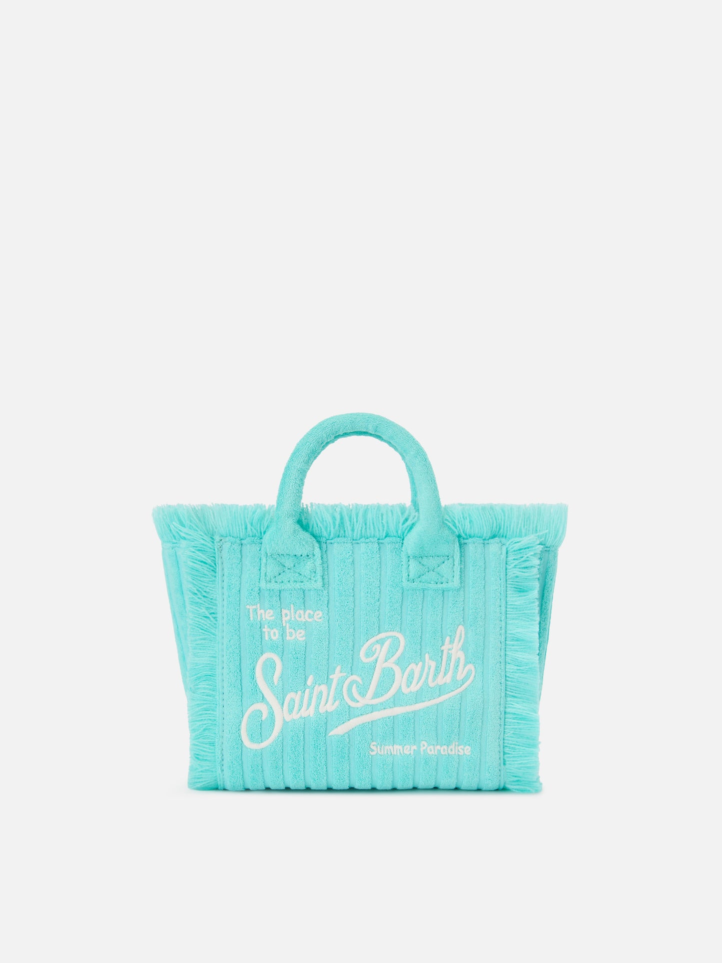 Borsa Vanity mini in tessuto effetto spugna con righe in rilievo