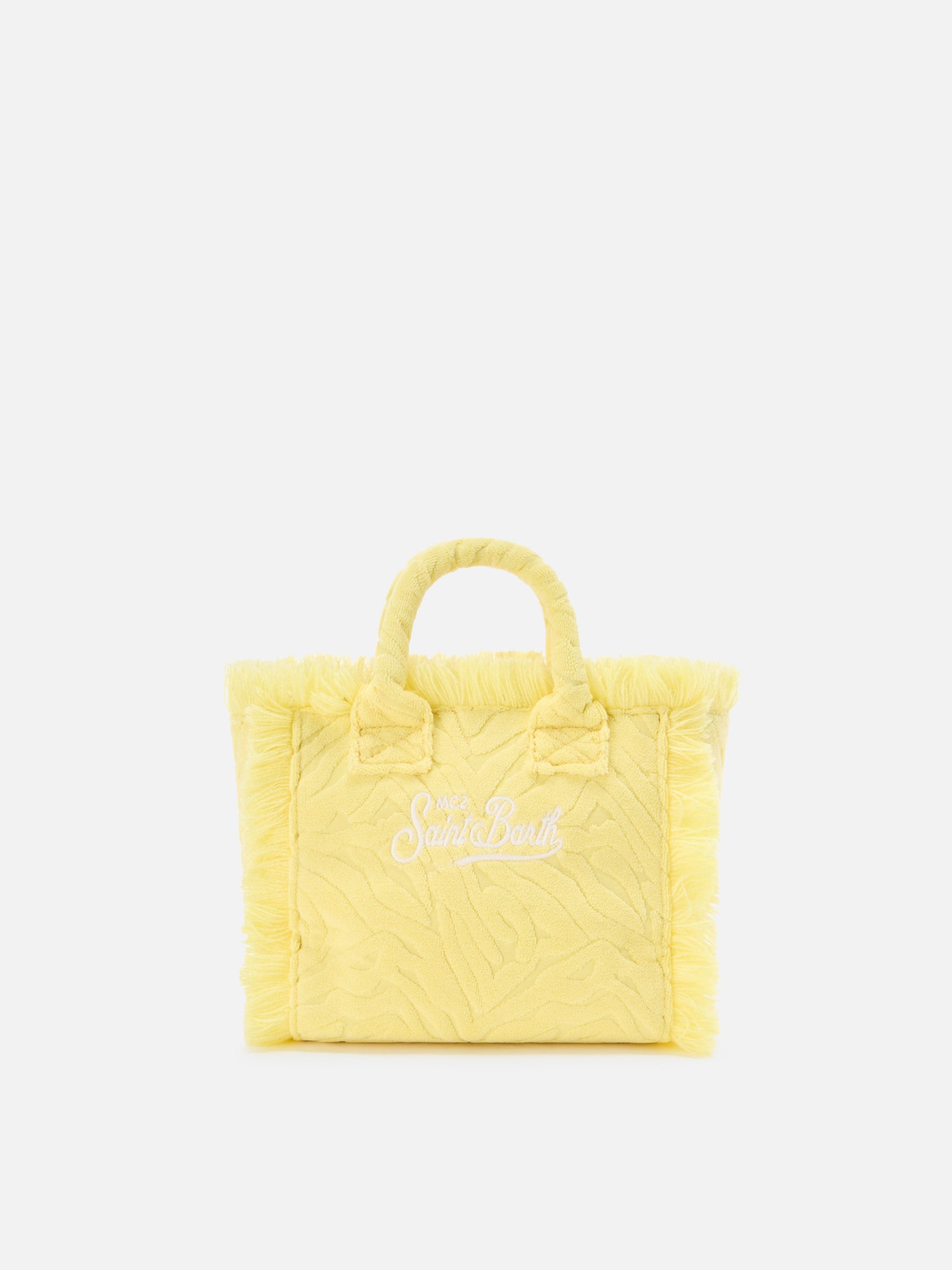 Borsa Vanity mini in tessuto effetto spugna con zebrato in rilievo