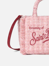 Borsa a mano Mini Vanity in lana con motivo tweed rosa