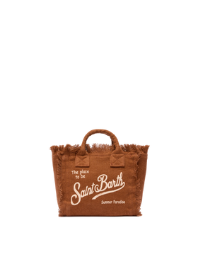 Borsa Mini Vanity in lino marrone