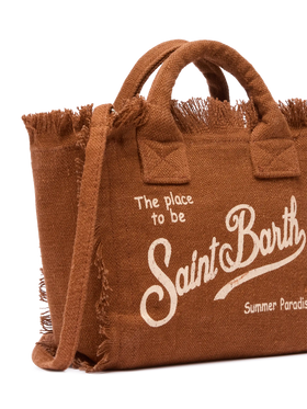Borsa Mini Vanity in lino marrone