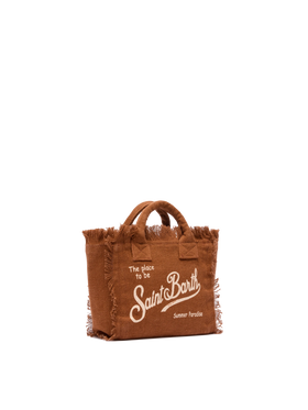 Borsa Mini Vanity in lino marrone