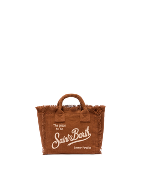 Borsa Mini Vanity in lino marrone