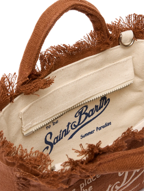 Borsa Mini Vanity in lino marrone