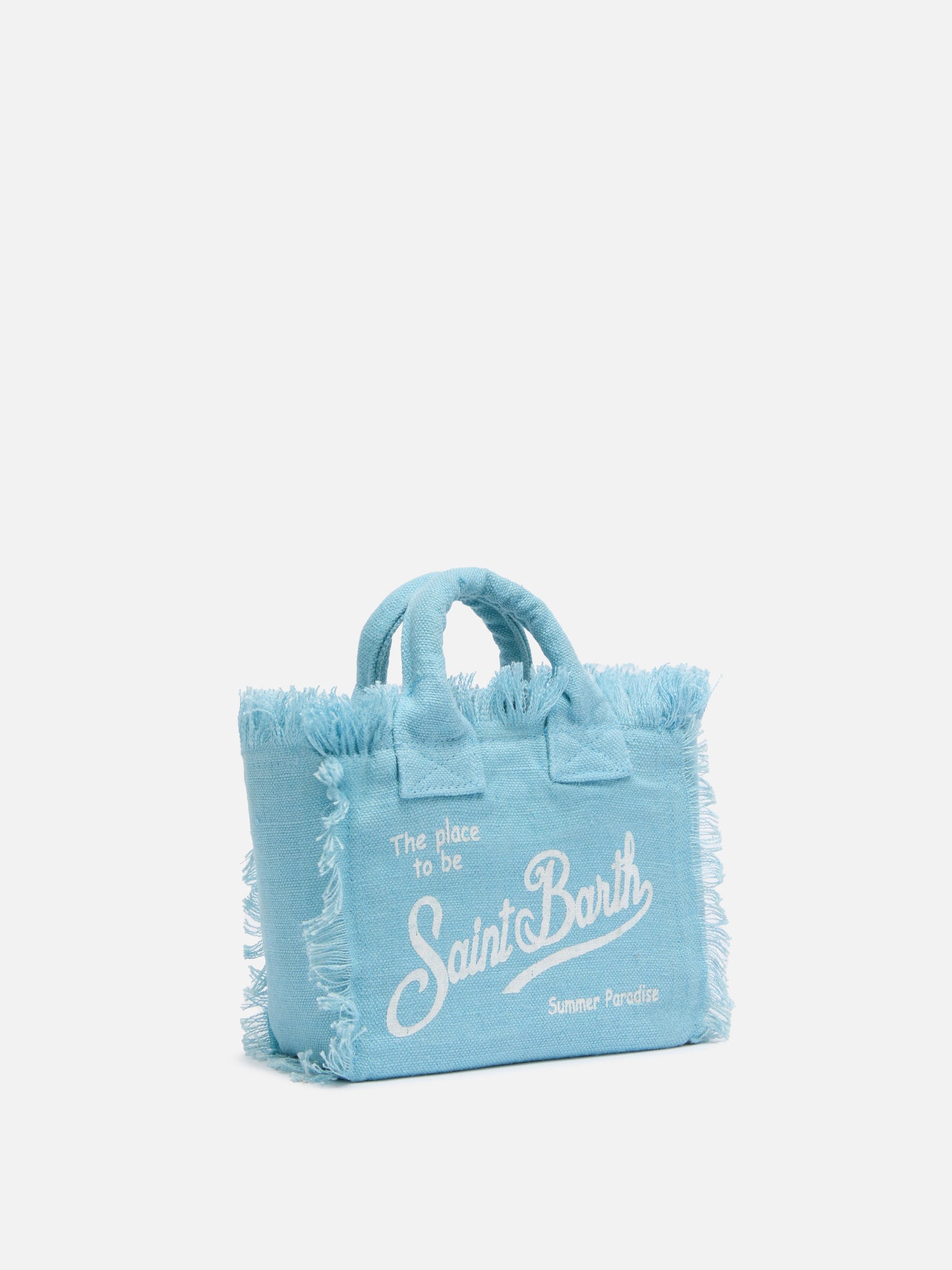 Borsa Mini Vanity in lino azzurro