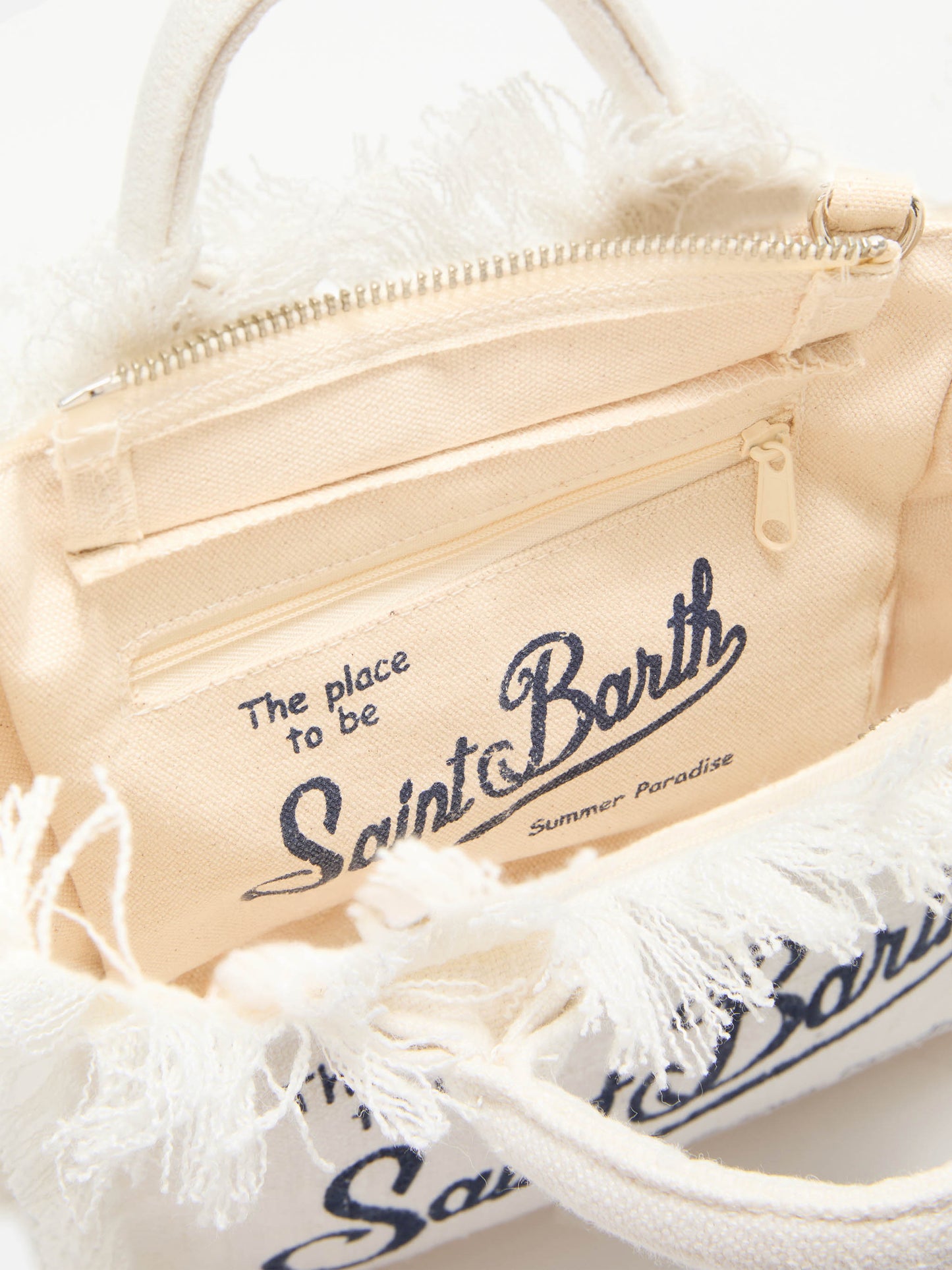 Borsa Vanity mini in lino bianca tinta unita con tracolla removibile