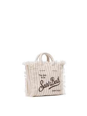 Borsa Mini Vanity Linen con stampa a righe