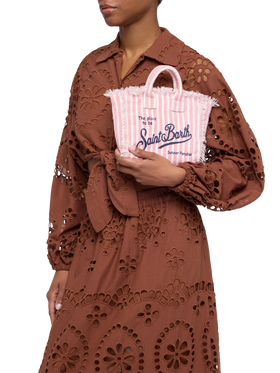 Borsa Mini Vanity Linen con stampa a righe