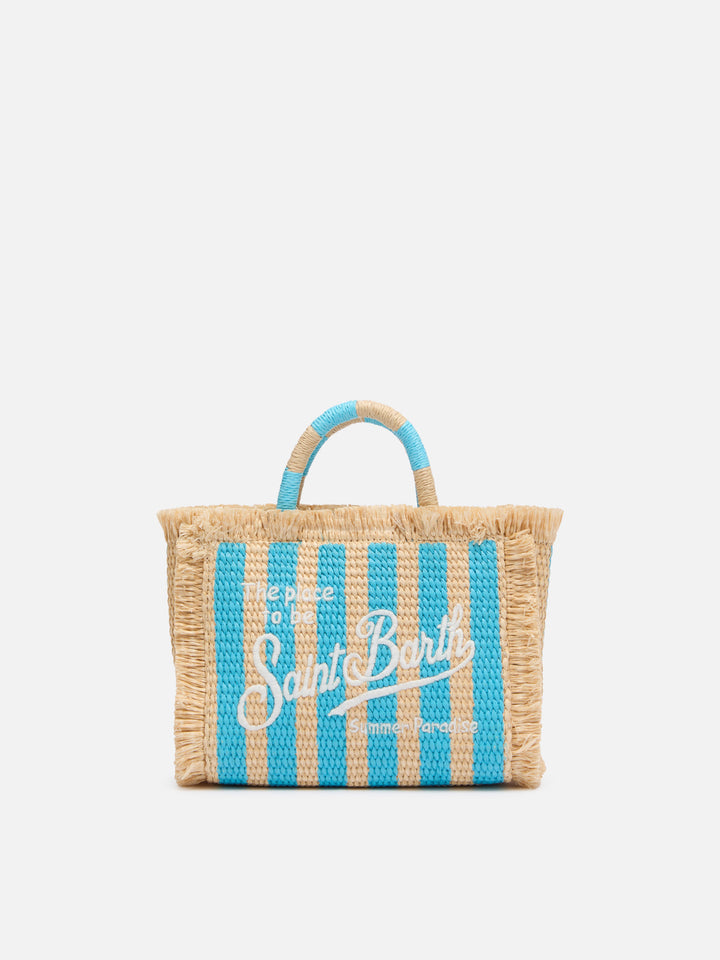 Mini Vanity Straw effect bag with striped print