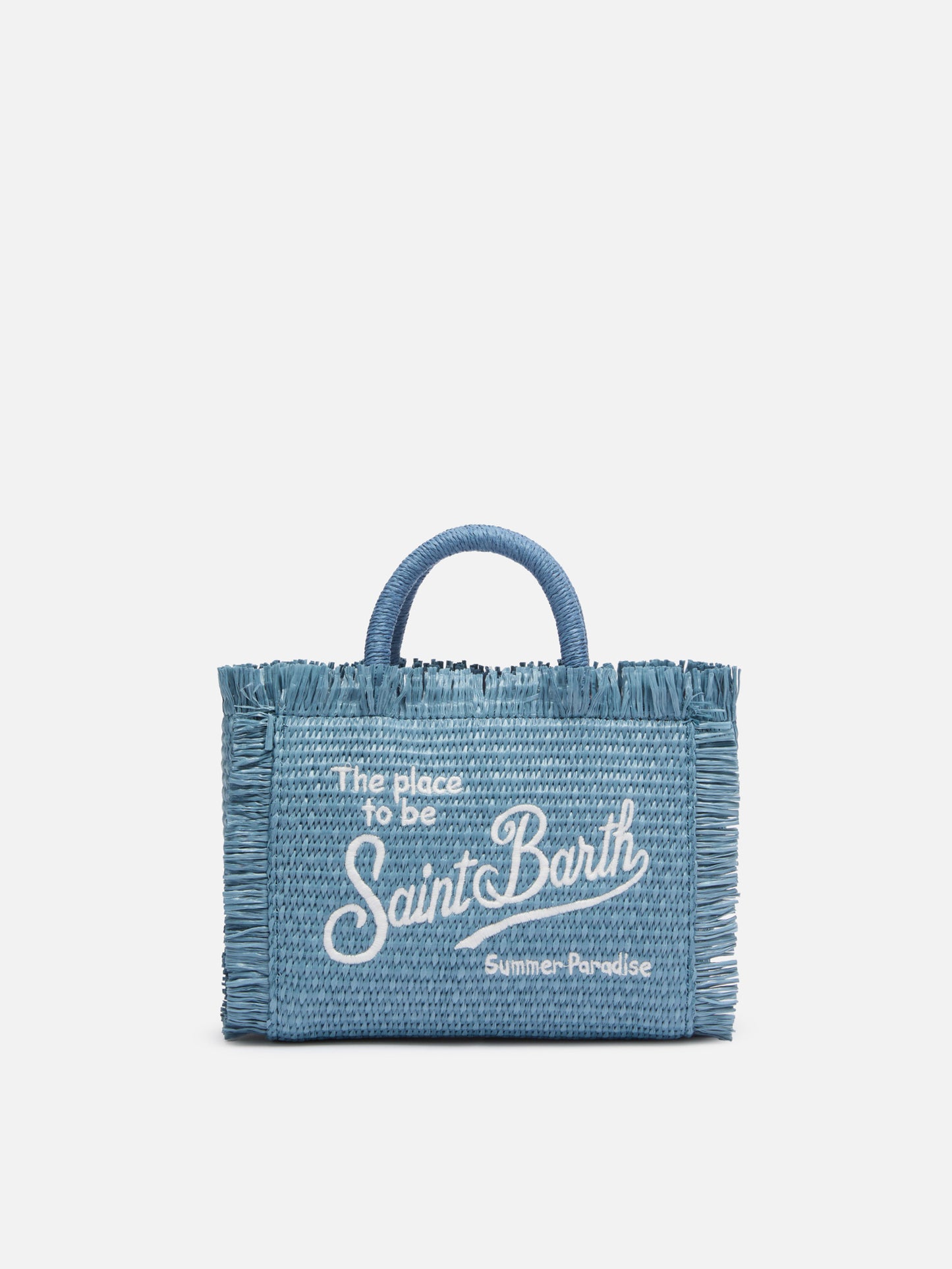 Denim Mini Vanity Tasche in Strohoptik