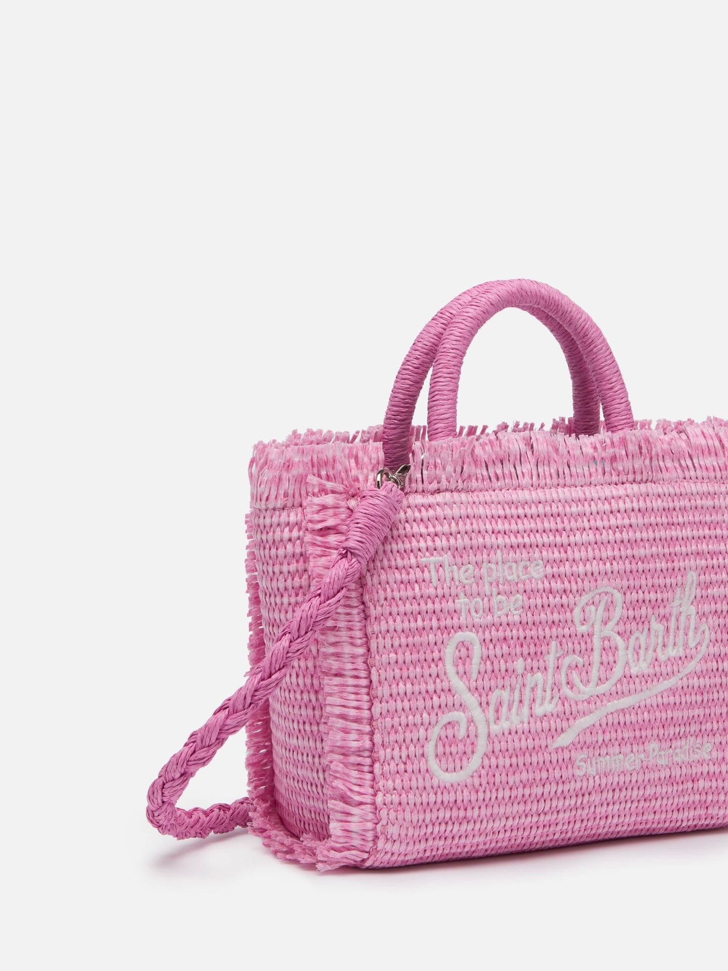 Pink Mini Vanity Straw effect bag