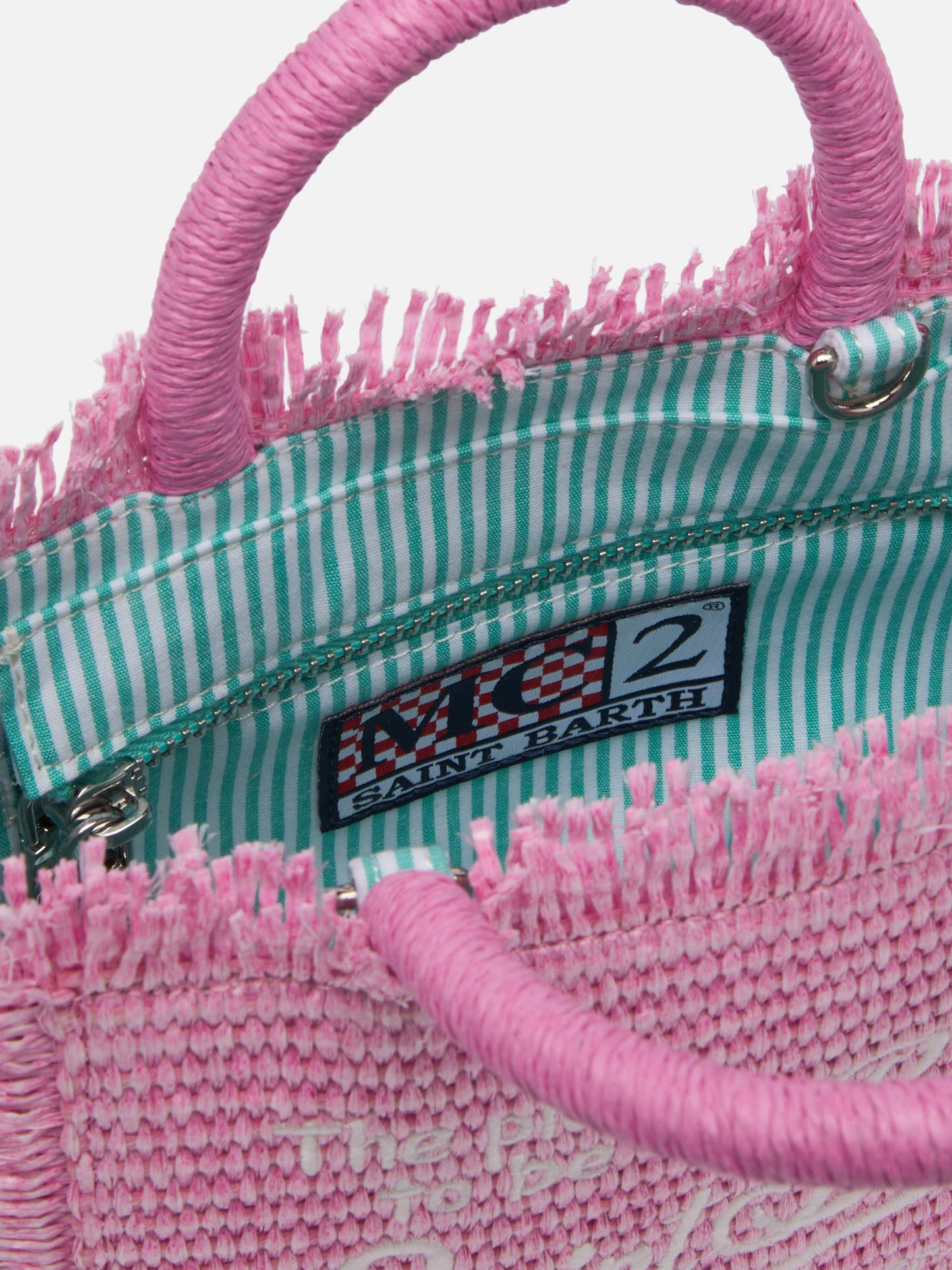 Pink Mini Vanity Straw effect bag