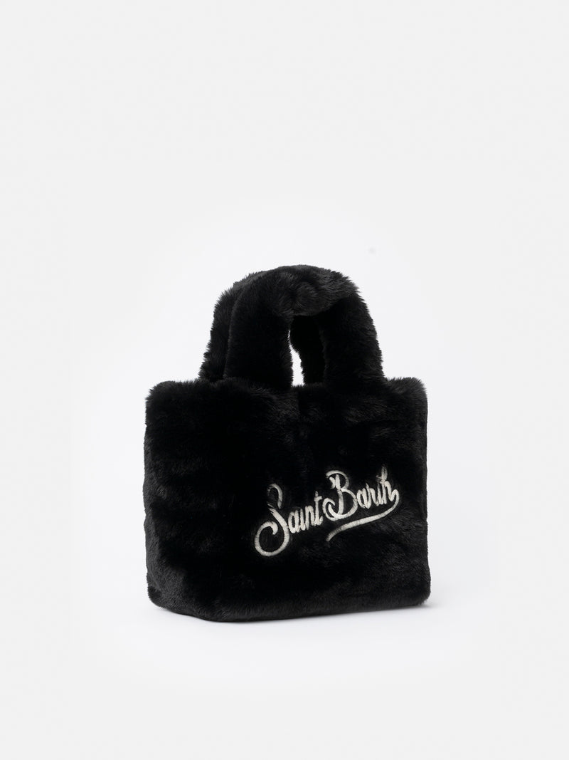 Mini Vanity black furry soft handbag