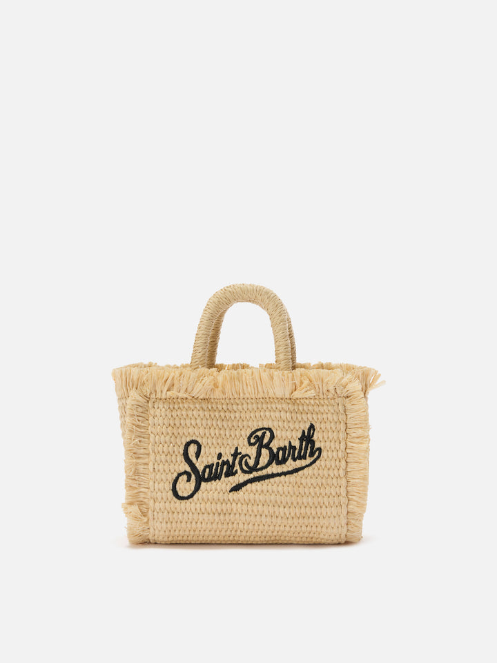 Vanity straw effect micro bag with blue details