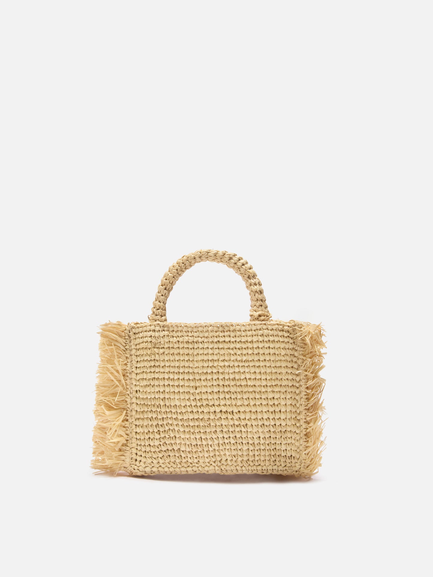 Vanity mini raffia bag with side fringes