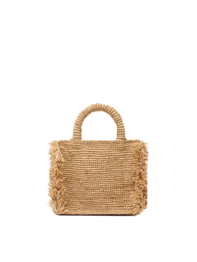 Borsa Mini Vanity rafia con frange e ricamo Saint Barth