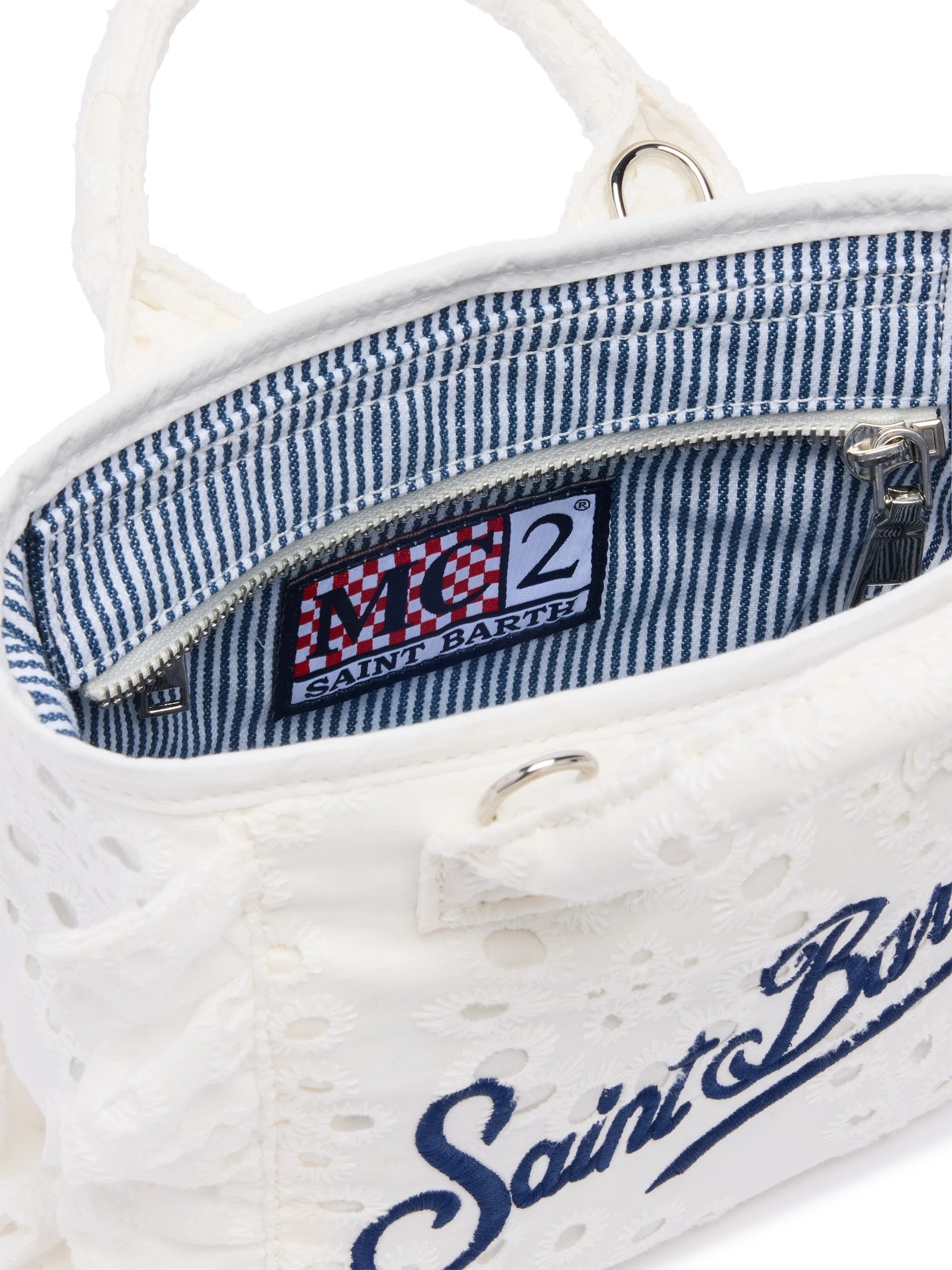 White Sangallo lace Mini Vanity Volant bag - MC2 Saint Barth