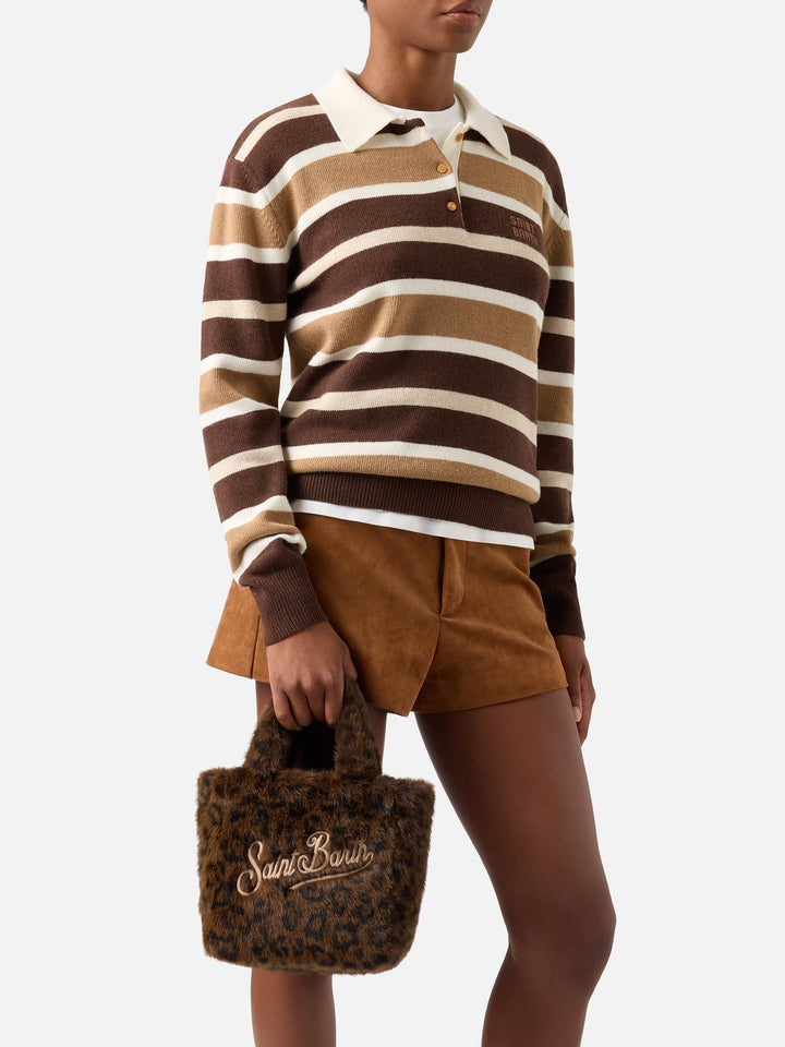 Mini sac Vanity Soft en fausse fourrure à imprimé léopard 