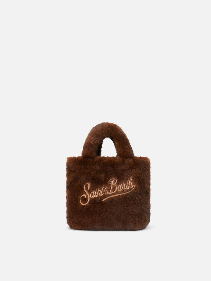 Bolso Brown Mini Vanity Soft de piel sintética con bordado del logotipo 