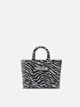 Borsa a mano Vanity Mini Felt in misto lana zebrata