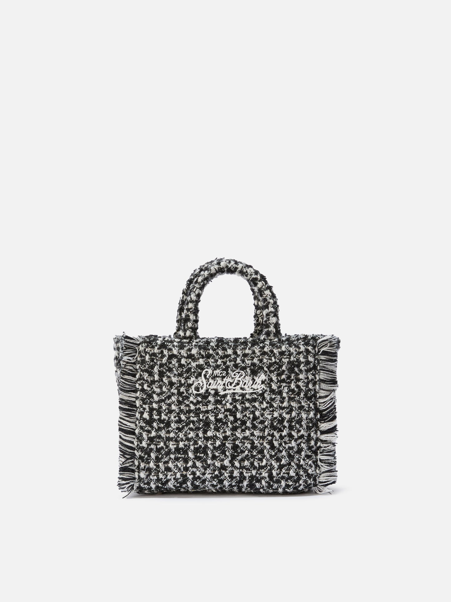 Borsa a mano Vanity Mini Tweed bianco e nero