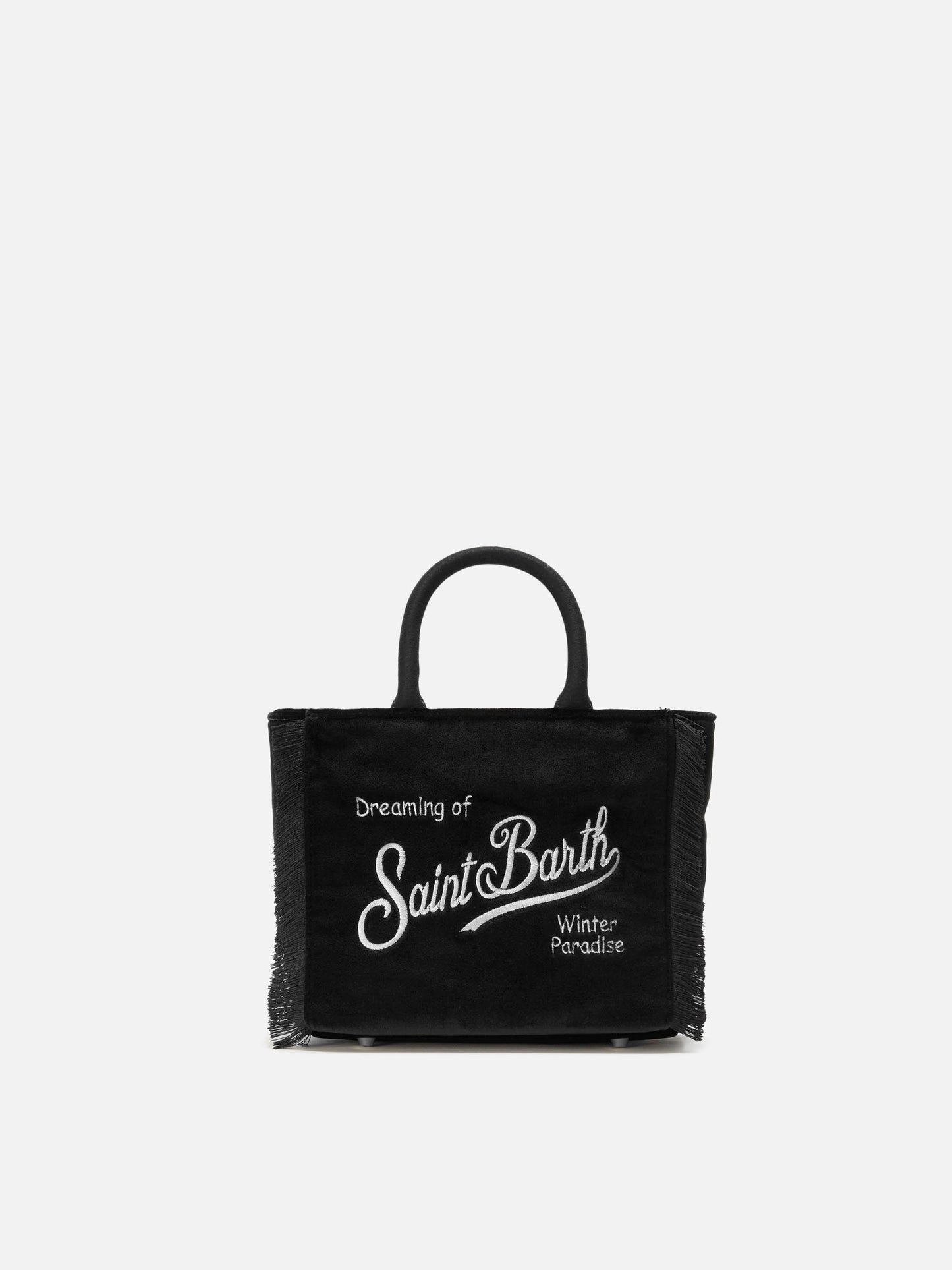 Borsa a mano Vanity Mini Velvet in velluto e faux suede nero