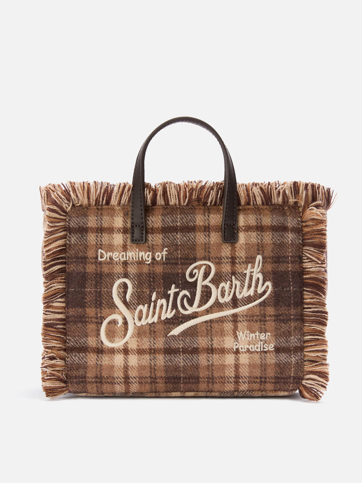 Mini sac Vanity en mélange de laine à motif tartan 