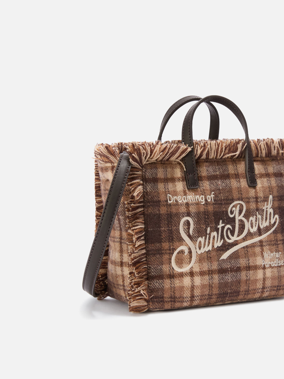 Mini Vanity bag in wool blend with tartan pattern