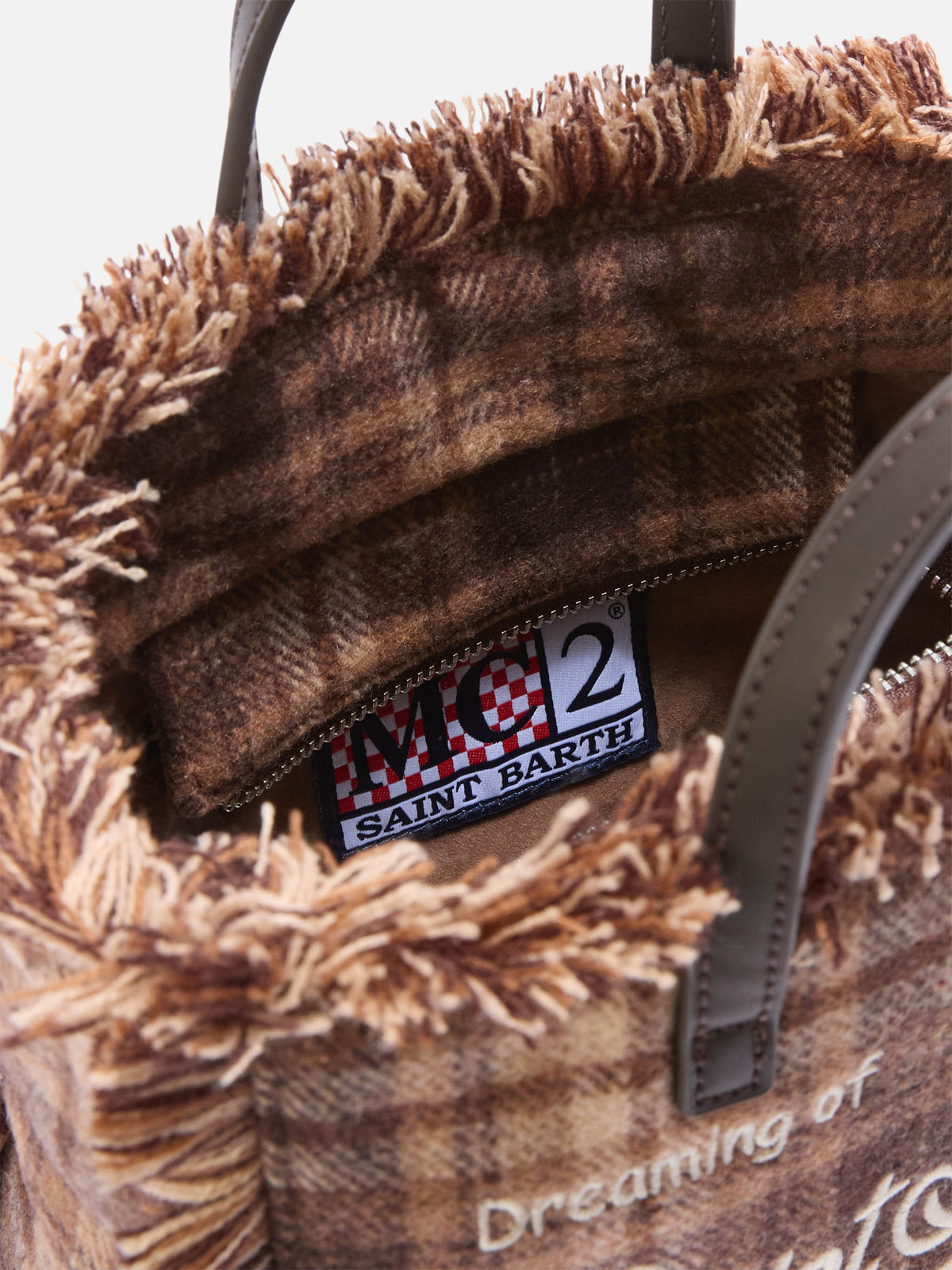 Mini Vanity bag in wool blend with tartan pattern