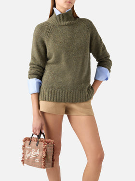 Borsa Mini Vanity in misto lana con motivo pied de poule
