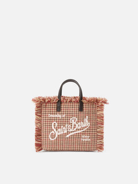 Mini Vanity bag en mezcla de lana con estampado de pata de gallo 