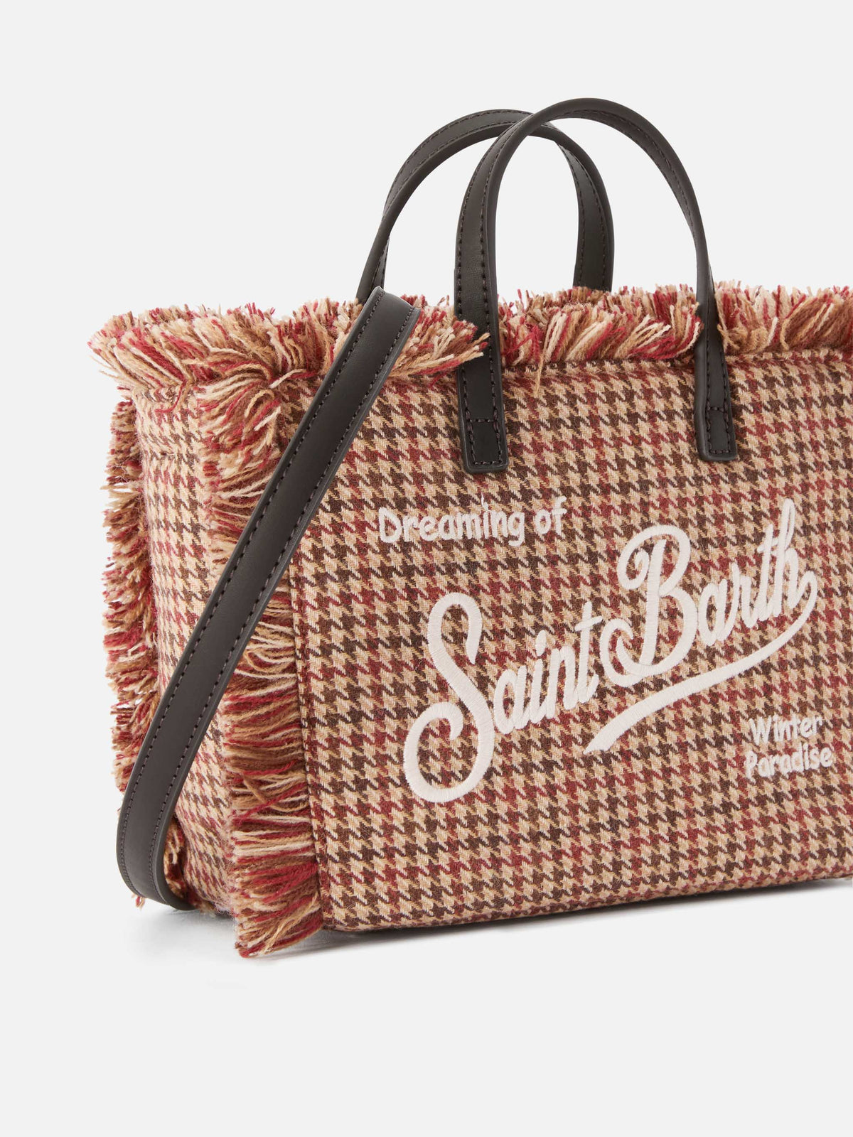 Mini Vanity bag en mezcla de lana con estampado de pata de gallo 