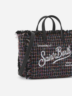 Mini Vanity bag negra de tweed con glossy finish 