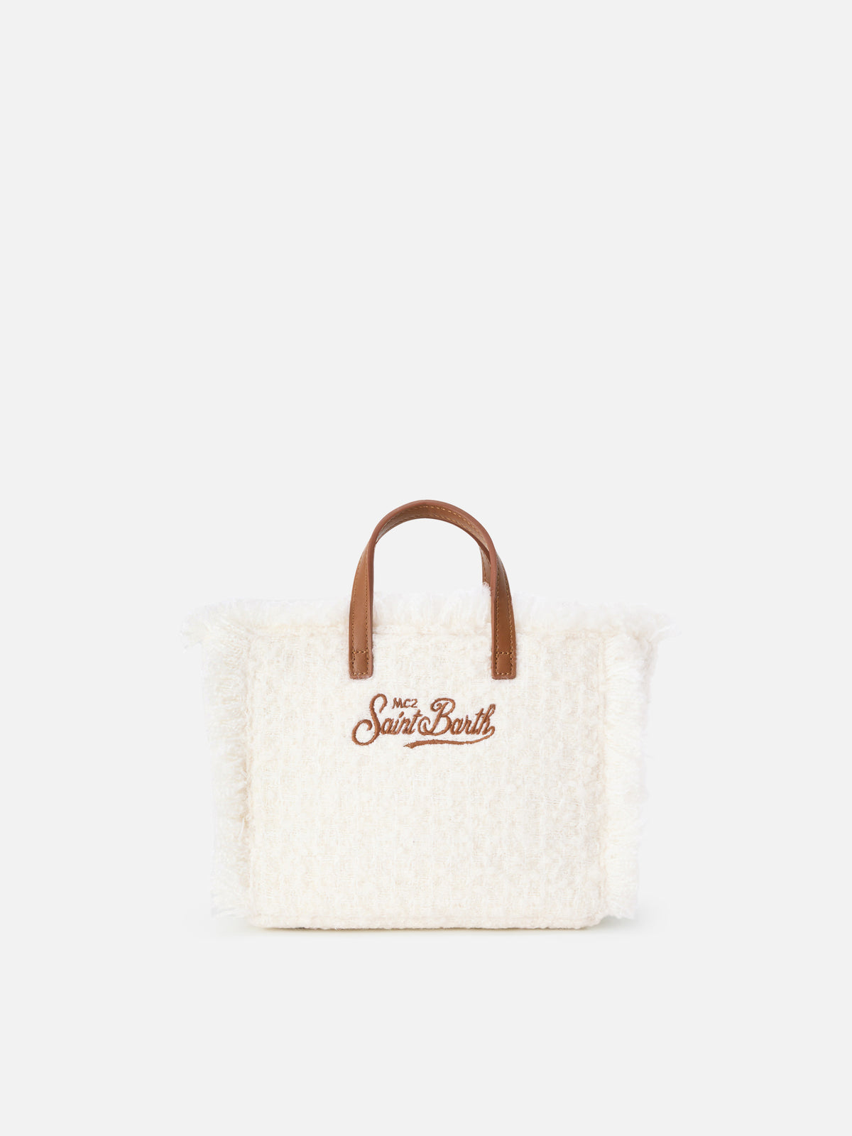 Off white Mini Vanity bag in tweed with logo embroidery