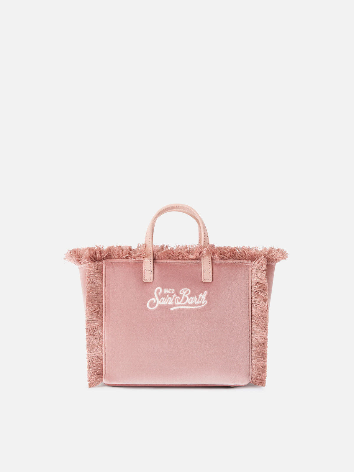 Pink Mini Vanity bag in velvet with logo embroidery