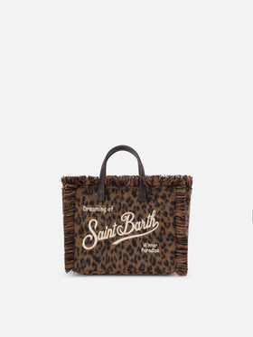Bolso Mini Vanity de fieltro con estampado de leopardo 