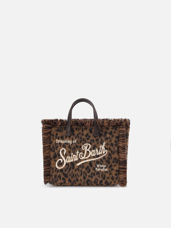 Mini Vanity Tasche aus Filz mit Leopardenprint 