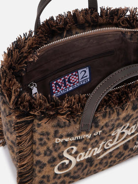 Bolso Mini Vanity de fieltro con estampado de leopardo 