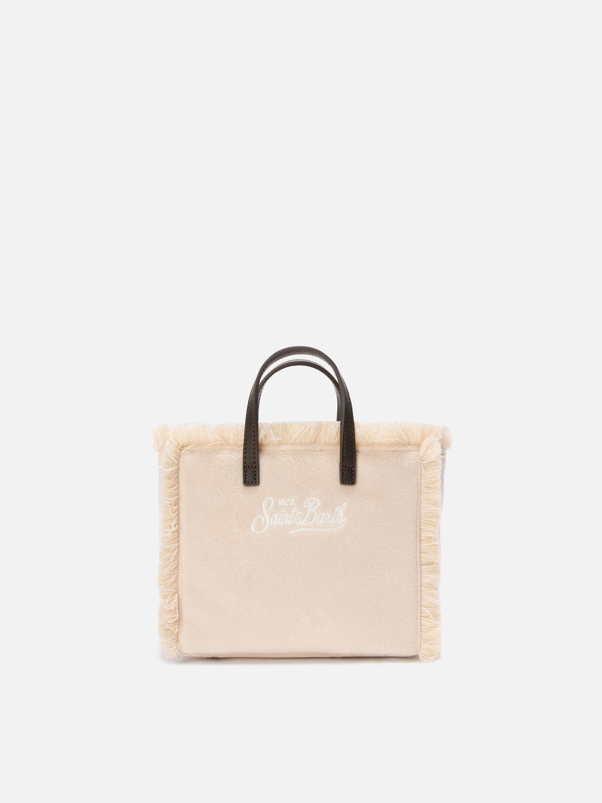Beige Mini Vanity Filztasche mit gesticktem chalet 